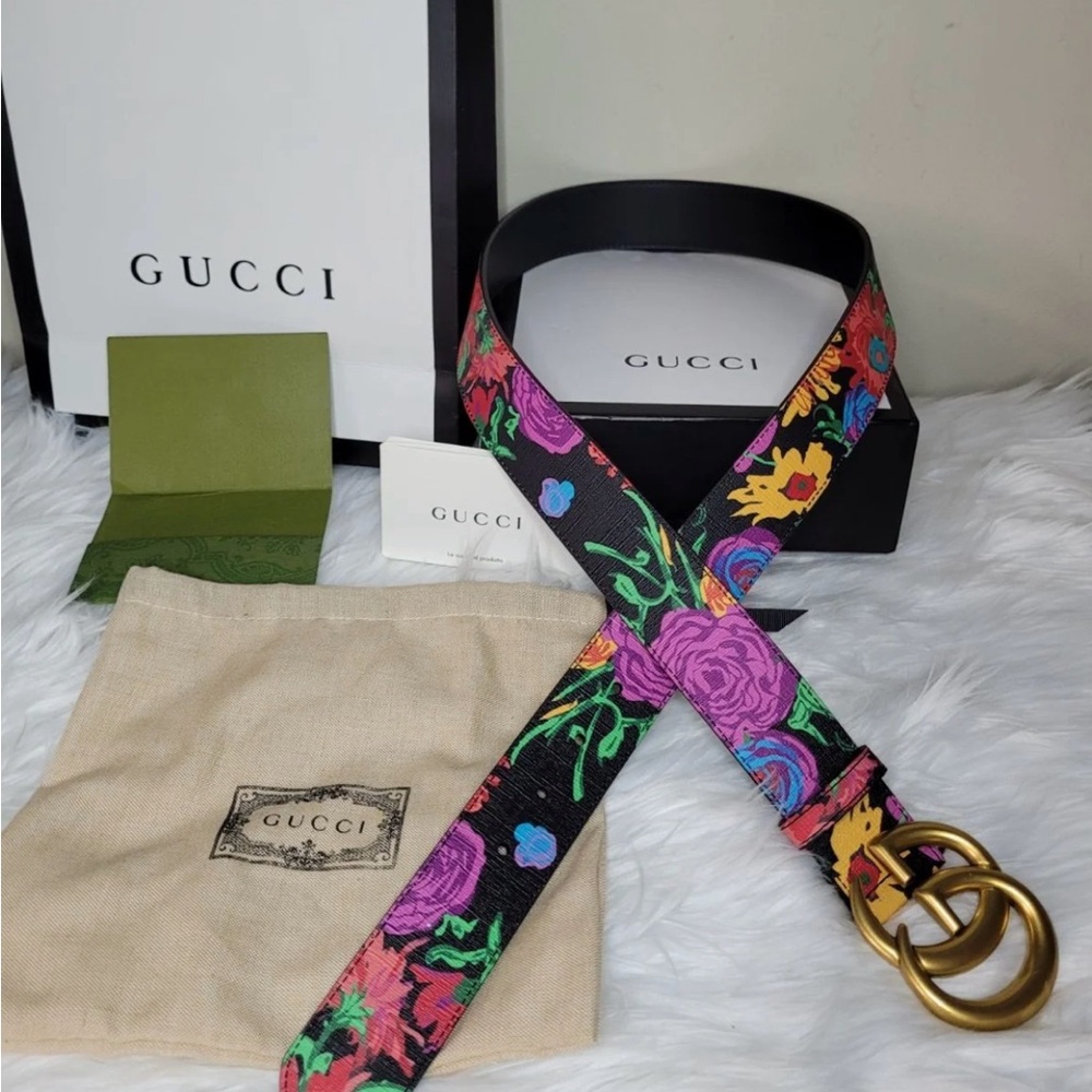 Gucci Ken Scott Print GG Marmont Belt